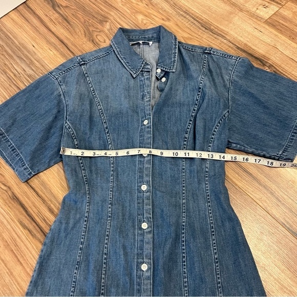 Frame Seam Detail Denim Mini Dress in Shoreline Wash - Picture 10 of 14